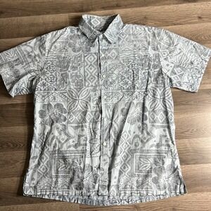 VTG Kole Kole Hawaiian Shirt Mens XL Short Sleeve Button Geometric Floral Faded‎